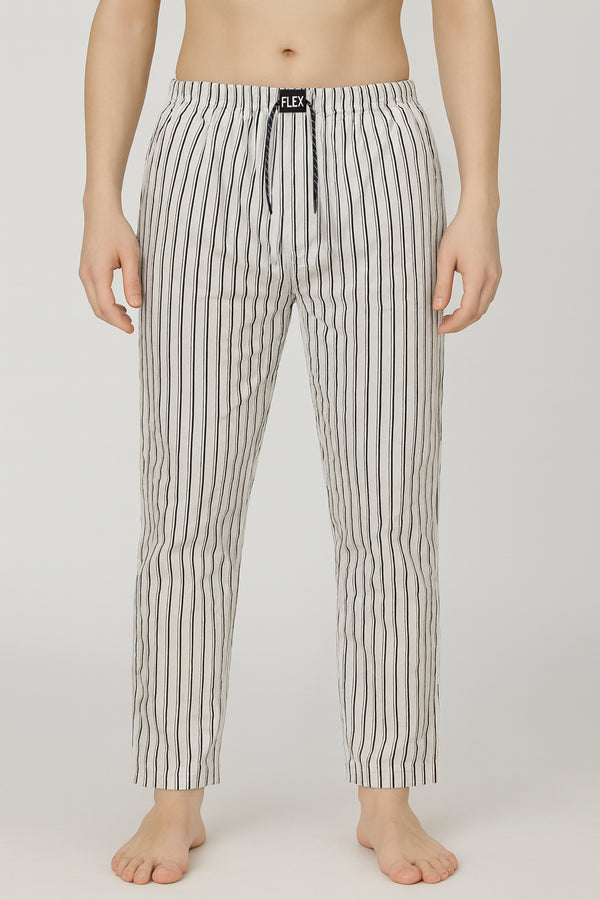 Elegance (Black Stripes on White) Woven Pajama - Premium Woven Pajamas Size S