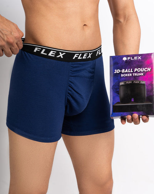 3D Ball Pouch Superstar (Navy Blue) - Premium 3D Ball Pouch Boxer Trunk Size S