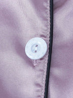 2pcs/Set Women's Satin Pajama Set With Short Sleeve Lapel Top And Bowknot Shorts, Sleepwear Loungewear - Lilac Purple