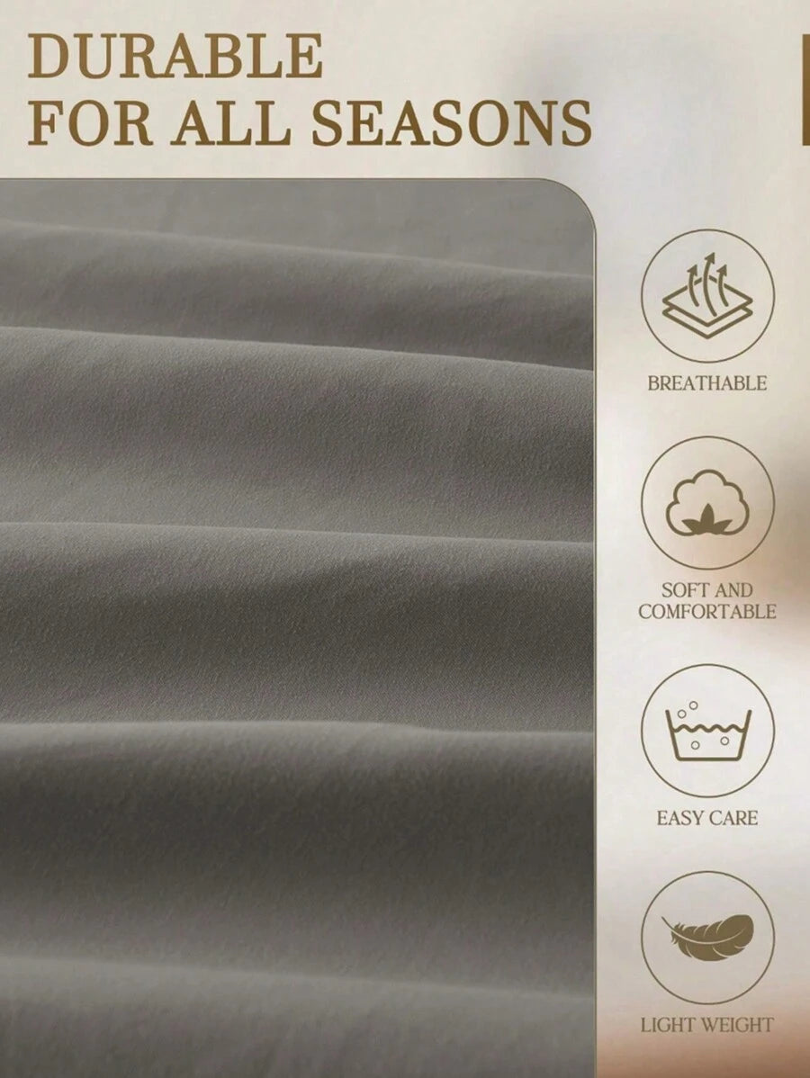 1pc Solid Color Fitted Sheet, Mattress Protector, Mattress Cover For Bed, Soft And Breathable, Deep Pocket Up To 11.8 Inch - Dark Grey