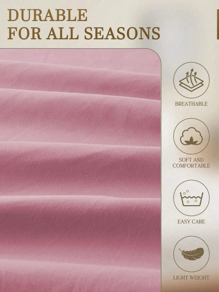 1pc Solid Color Fitted Sheet, Mattress Protector, Mattress Cover For Bed, Soft And Breathable, Deep Pocket Up To 11.8 Inch - Dusty Pink