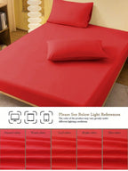 1pc Solid Color Fitted Sheet, Mattress Protector, Mattress Cover For Bed, Soft And Breathable, Deep Pocket Up To 11.8 Inch - Red