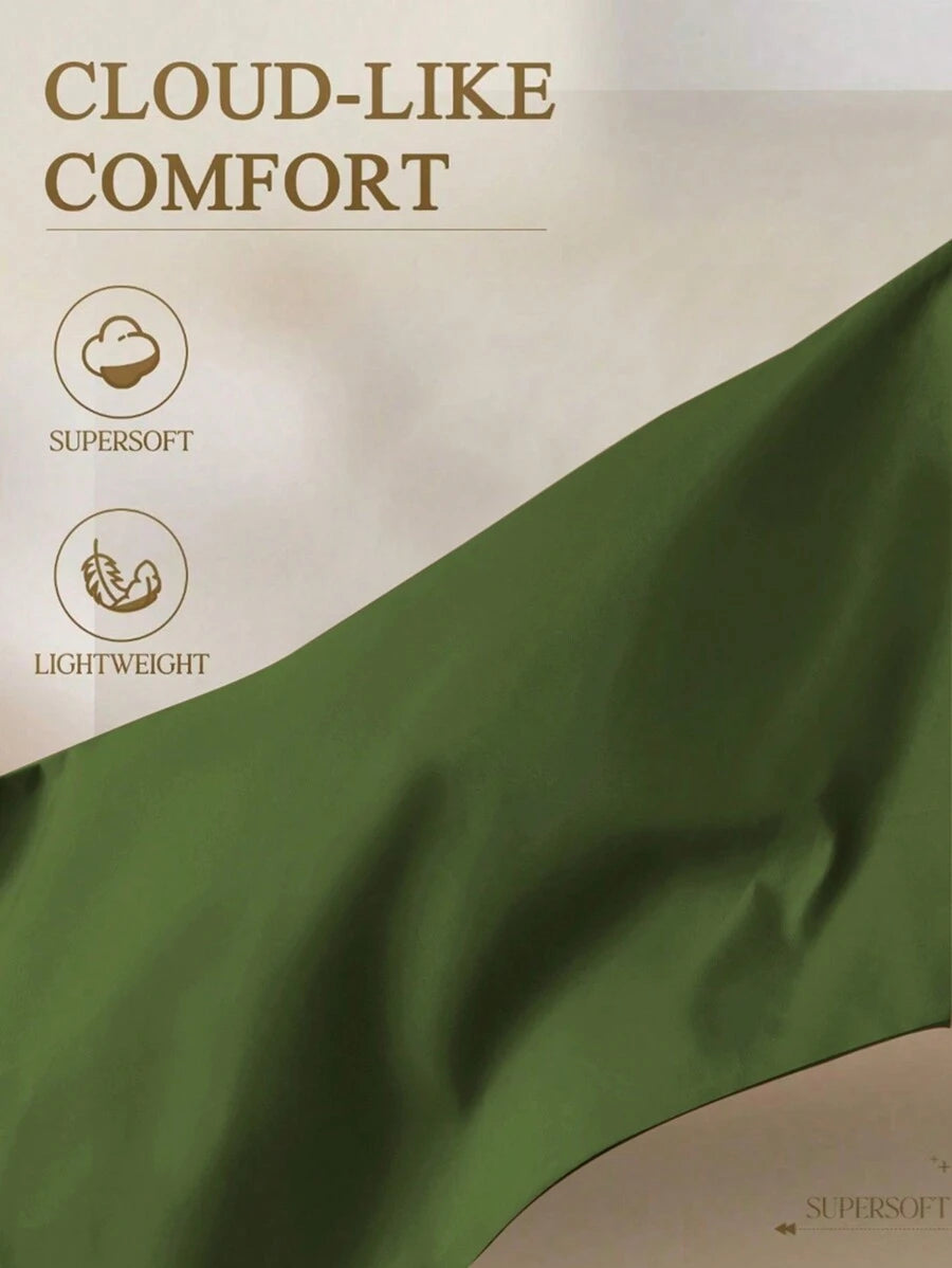 1pc Solid Color Fitted Sheet, Mattress Protector, Mattress Cover For Bed, Soft And Breathable, Deep Pocket Up To 11.8 Inch - Army Green