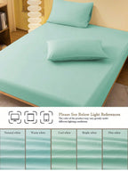 1pc Solid Color Fitted Sheet, Mattress Protector, Mattress Cover For Bed, Soft And Breathable, Deep Pocket Up To 11.8 Inch - Pastel Green