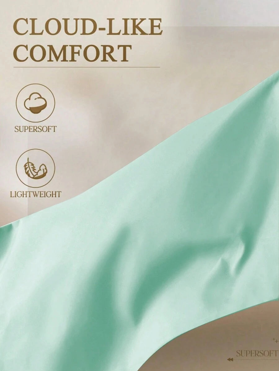 1pc Solid Color Fitted Sheet, Mattress Protector, Mattress Cover For Bed, Soft And Breathable, Deep Pocket Up To 11.8 Inch - Pastel Green