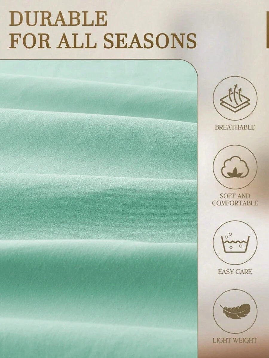 1pc Solid Color Fitted Sheet, Mattress Protector, Mattress Cover For Bed, Soft And Breathable, Deep Pocket Up To 11.8 Inch - Pastel Green