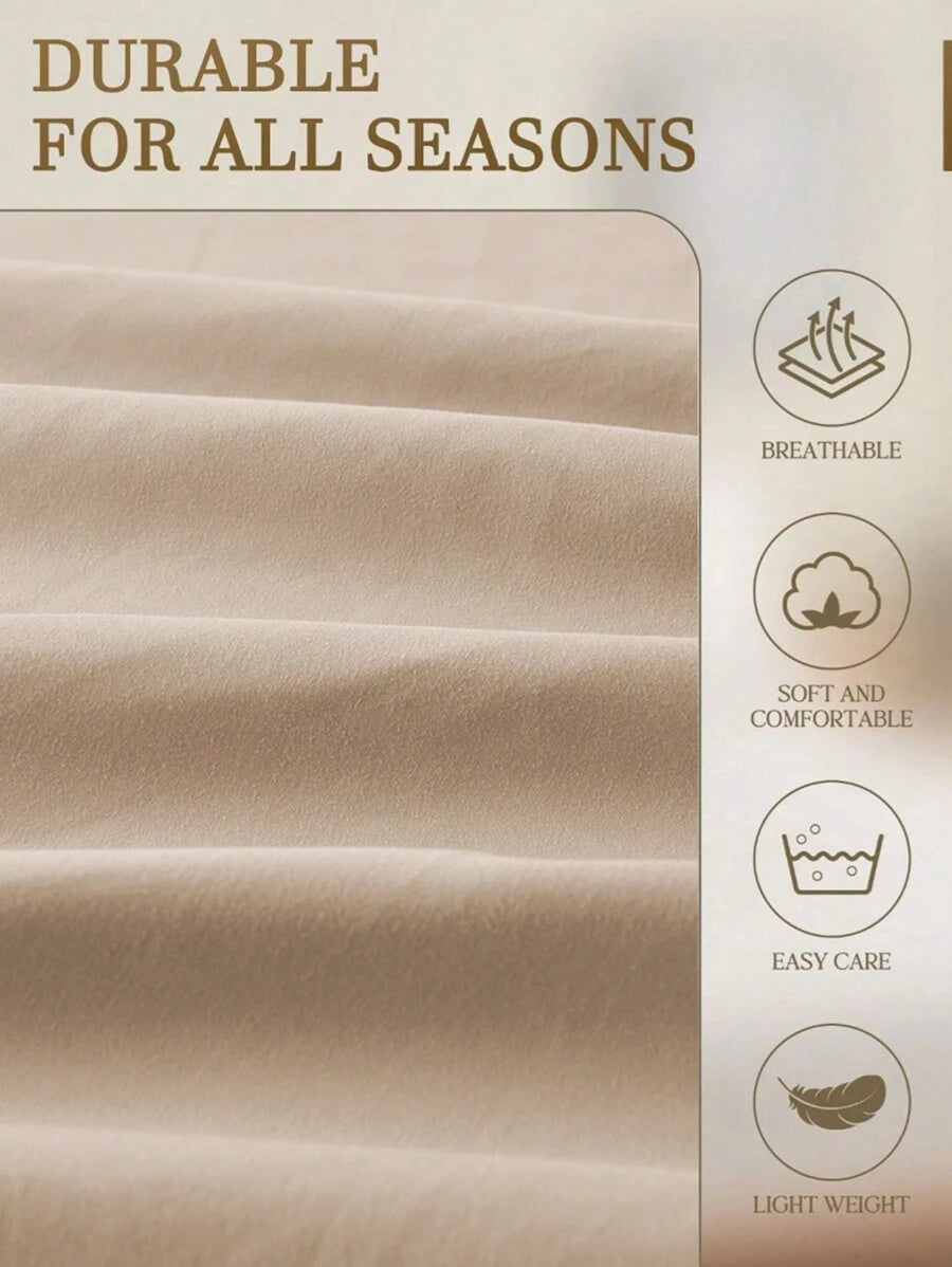 1pc Solid Color Fitted Sheet, Mattress Protector, Mattress Cover For Bed, Soft And Breathable, Deep Pocket Up To 11.8 Inch - Khaki