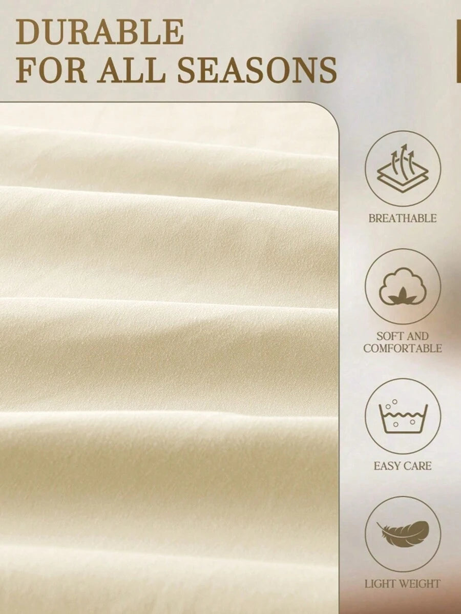 1pc Solid Color Fitted Sheet, Mattress Protector, Mattress Cover For Bed, Soft And Breathable, Deep Pocket Up To 11.8 Inch - Beige