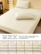 1pc Solid Color Fitted Sheet, Mattress Protector, Mattress Cover For Bed, Soft And Breathable, Deep Pocket Up To 11.8 Inch - Beige