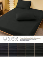 1pc Solid Color Fitted Sheet, Mattress Protector, Mattress Cover For Bed, Soft And Breathable, Deep Pocket Up To 11.8 Inch - Black