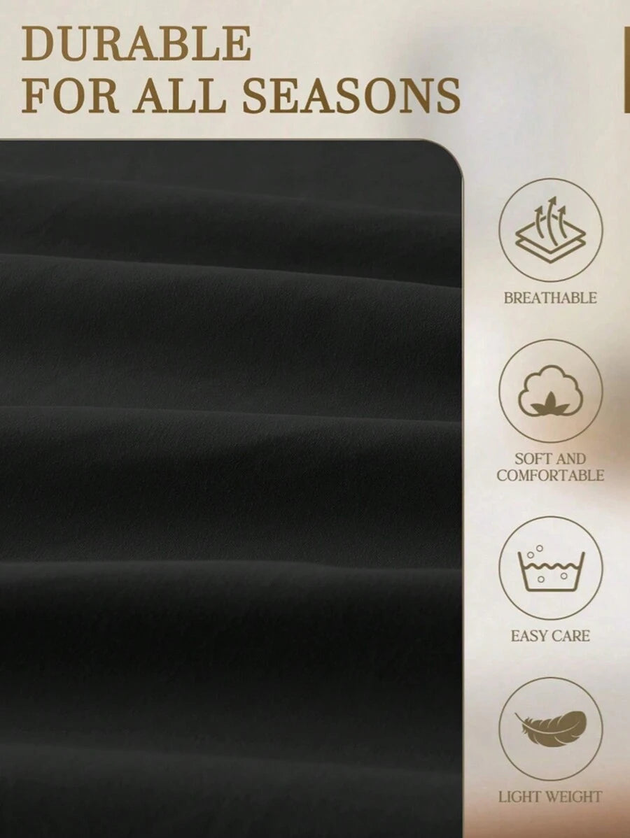 1pc Solid Color Fitted Sheet, Mattress Protector, Mattress Cover For Bed, Soft And Breathable, Deep Pocket Up To 11.8 Inch - Black