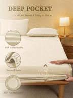 1pc Solid Color Fitted Sheet, Mattress Protector, Mattress Cover For Bed, Soft And Breathable, Deep Pocket Up To 11.8 Inch - Beige