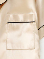 2pcs/Set Women's Satin Pajama Set With Short Sleeve Lapel Top And Bowknot Shorts, Sleepwear Loungewear - Yellow