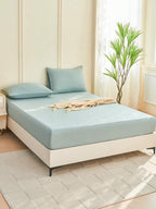 1pc Solid Color Fitted Sheet, Mattress Protector, Mattress Cover For Bed, Soft And Breathable, Deep Pocket Up To 11.8 Inch - Sage Green