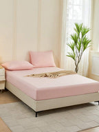 1pc Solid Color Fitted Sheet, Mattress Protector, Mattress Cover For Bed, Soft And Breathable, Deep Pocket Up To 11.8 Inch - Watermelon Pink