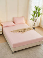 1pc Solid Color Fitted Sheet, Mattress Protector, Mattress Cover For Bed, Soft And Breathable, Deep Pocket Up To 11.8 Inch - Watermelon Pink
