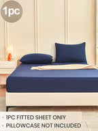 1pc Solid Color Fitted Sheet, Mattress Protector, Mattress Cover For Bed, Soft And Breathable, Deep Pocket Up To 11.8 Inch - Navy Blue