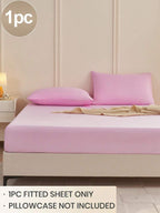 1pc Solid Color Fitted Sheet, Mattress Protector, Mattress Cover For Bed, Soft And Breathable, Deep Pocket Up To 11.8 Inch - Pink