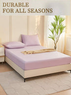 1pc Solid Color Fitted Sheet, Mattress Protector, Mattress Cover For Bed, Soft And Breathable, Deep Pocket Up To 11.8 Inch - Mauve Purple