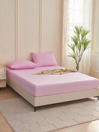 1pc Solid Color Fitted Sheet, Mattress Protector, Mattress Cover For Bed, Soft And Breathable, Deep Pocket Up To 11.8 Inch - Pink