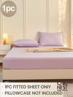 1pc Solid Color Fitted Sheet, Mattress Protector, Mattress Cover For Bed, Soft And Breathable, Deep Pocket Up To 11.8 Inch - Mauve Purple