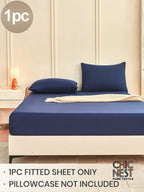 1pc Solid Color Fitted Sheet, Mattress Protector, Mattress Cover For Bed, Soft And Breathable, Deep Pocket Up To 11.8 Inch - Navy Blue