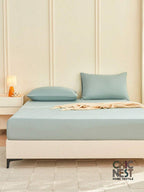 1pc Solid Color Fitted Sheet, Mattress Protector, Mattress Cover For Bed, Soft And Breathable, Deep Pocket Up To 11.8 Inch - Sage Green