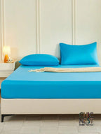 1pc Solid Color Fitted Sheet, Mattress Protector, Mattress Cover For Bed, Soft And Breathable, Deep Pocket Up To 11.8 Inch - Blue