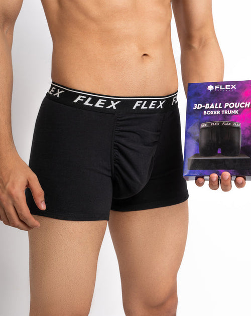 3D Ball Pouch The Protector (Jet Black) - Premium 3D Ball Pouch Boxer Trunk Size S