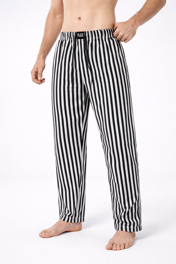 Zion (Black Stripes on White) Woven Pajama - Premium Woven Pajamas Size S
