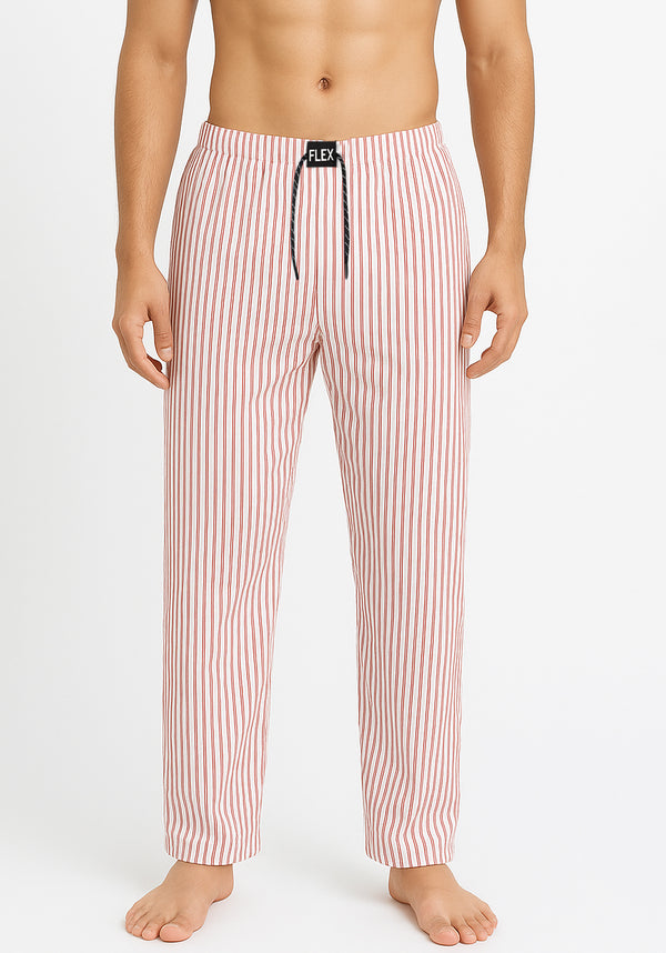 Alpha (Red Stripes on White) Woven Pajama - Premium Woven Pajamas Size S