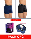 Pack of 2 3D Ball Pouch (Protector & Superstar) (Black/Navy Blue) - Premium 3D Ball Pouch Boxer Trunk Size S